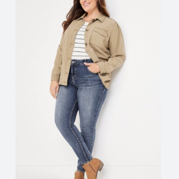 Maurices Plus Size 24W X-short Everflex super skinny High Rise blue Jeans NWT - Picture 1 of 8